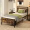 Metal Bed Frame Industrial Platform Bed with Wooden Headboard
